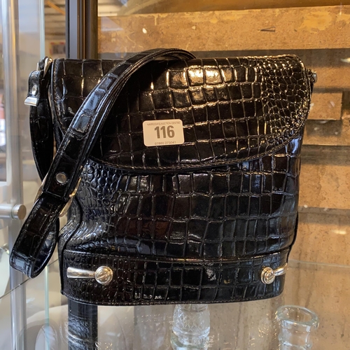 116 - Imitation crocodile skin handbag by Jane Shilton