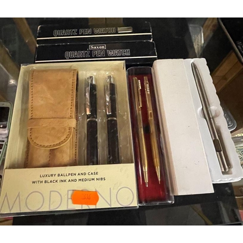 195 - Large selection of pens and original boxes including Moderno and Saxon