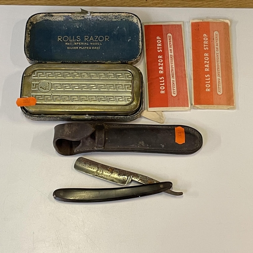 200 - Travel razor, cutthroat knife and blades