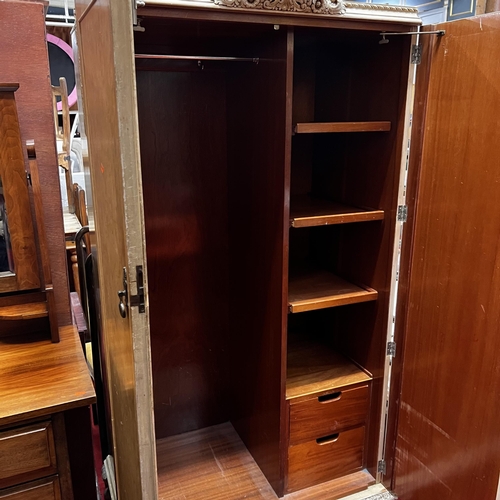 3 - 1950’s heavily carved bleached walnut double door wardrobe complete with brass handles on Queen Anne... 