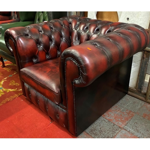 34 - Oxblood red Chesterfield leather club chair