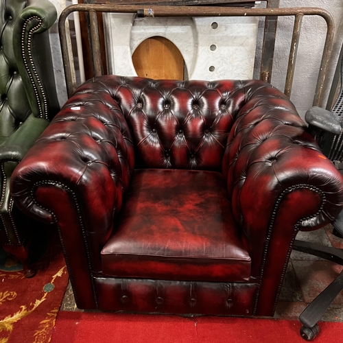 34 - Oxblood red Chesterfield leather club chair