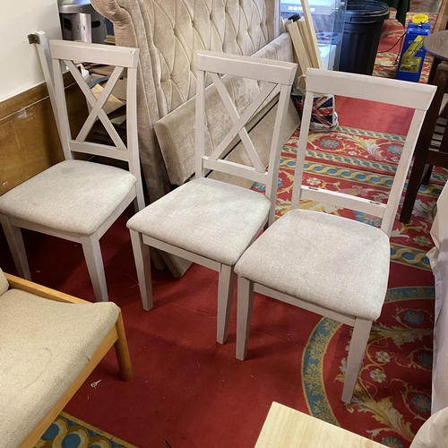 42 - Three painted dining chairs