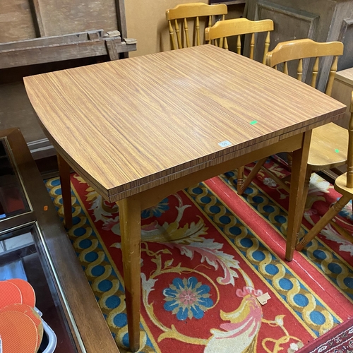 56 - Formica top drawer leaf table on teak base