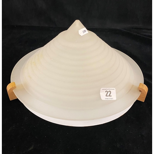 22 - Opaque wall/ceiling mounted conical contemporary light fitting with wood trim