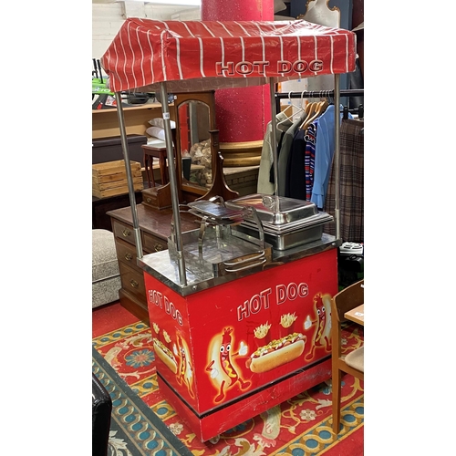 40 - Large aluminium hot dog stand with canopy - complete with accessories