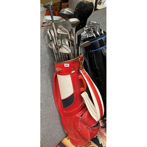 474 - Golf bag with various clubs and irons