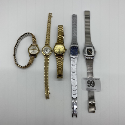 99 - Five vintage ladies wrist watches