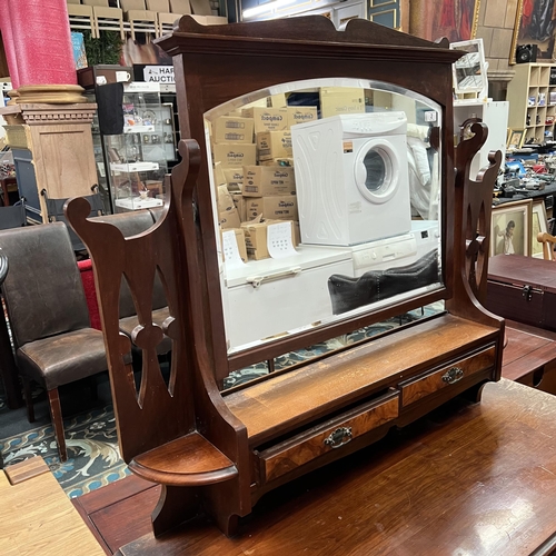 2 - Edwardian walnut and mahogany dressing table on castors