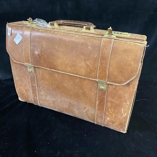 480A - Vintage Leather briefcase with combination lock