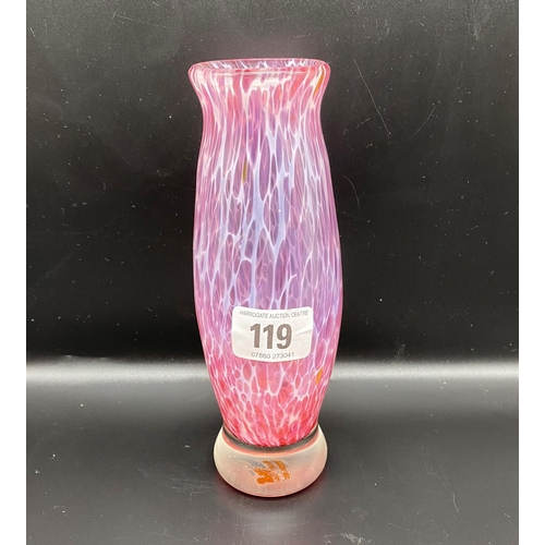 119 - Vintage Avondale Art glass Welsh pink hand blown vase