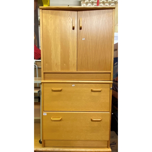 21 - Pair of matching golden oak cabinets