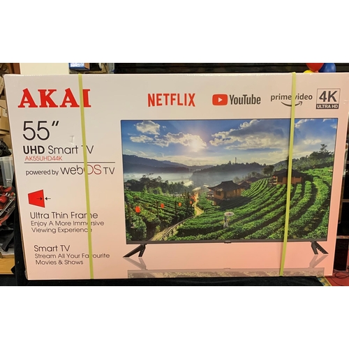 29 - Brand new AKAI 55” UHD smart TV in 4K with remote in original box