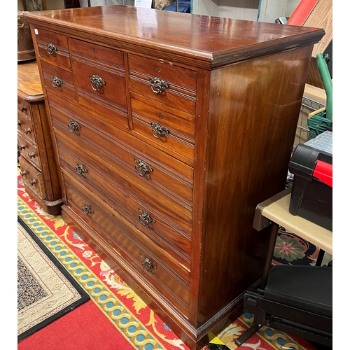 3 - Eight drawer tall chest in mahogany