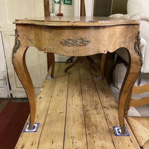 39 - Outstanding french burr walnut inlaid writing desk with brass ormolu mounts