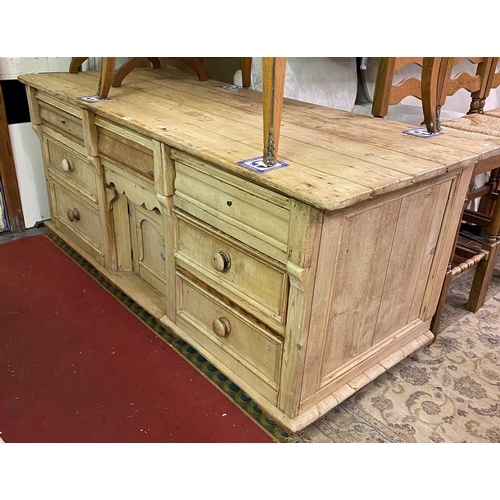 40 - Very large period pitched pine plank top dresser base