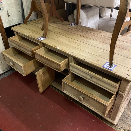 40 - Very large period pitched pine plank top dresser base