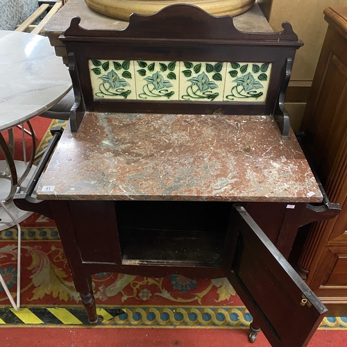 41 - Marble top wash stand with tile back