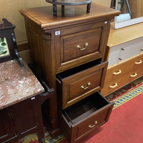 42 - Mahogany three drawer chest with brass handle