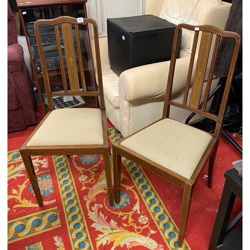 111 - Pair of mahogany inlaid bedroom chairs