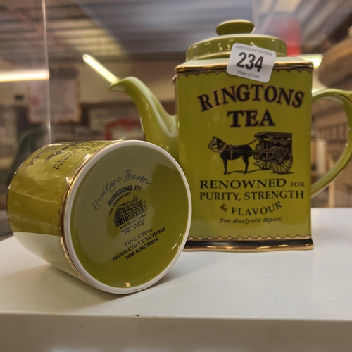 234 - Ringtons Heritage teapot and mugs