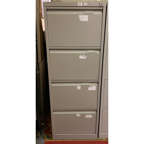 3 - Four drawer metal filing cabinet