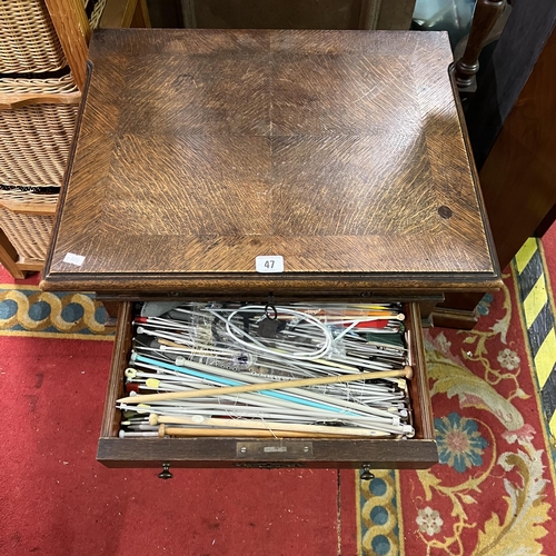 47 - Beautiful Period oak sewing chest with games table swivel top on fabulous legs