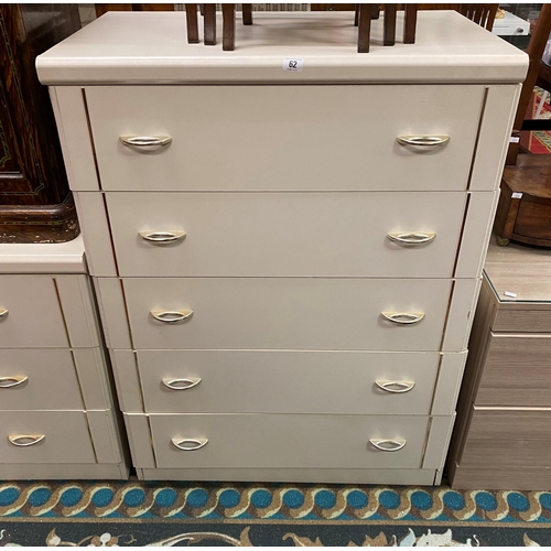 62 - White five drawer chest