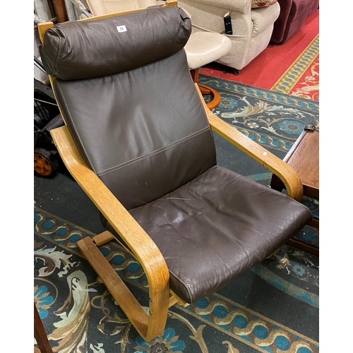 79 - Brown leather conservatory chair