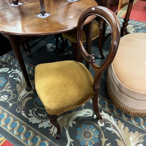 86 - Set of four Victorian cabriole legged balloon back chairs