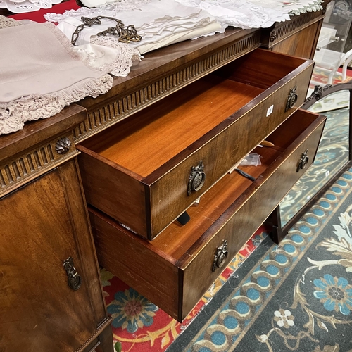 96 - Large tapered leg Edwardian sideboard with carving