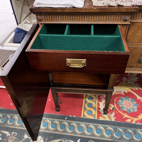 96 - Large tapered leg Edwardian sideboard with carving