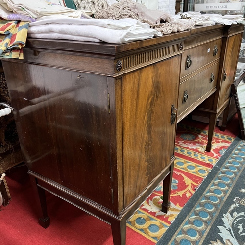 96 - Large tapered leg Edwardian sideboard with carving