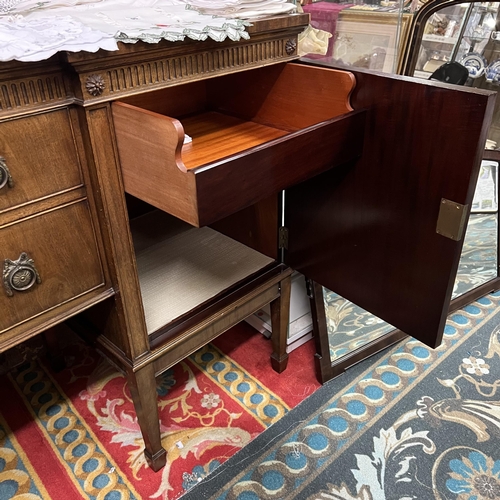 96 - Large tapered leg Edwardian sideboard with carving