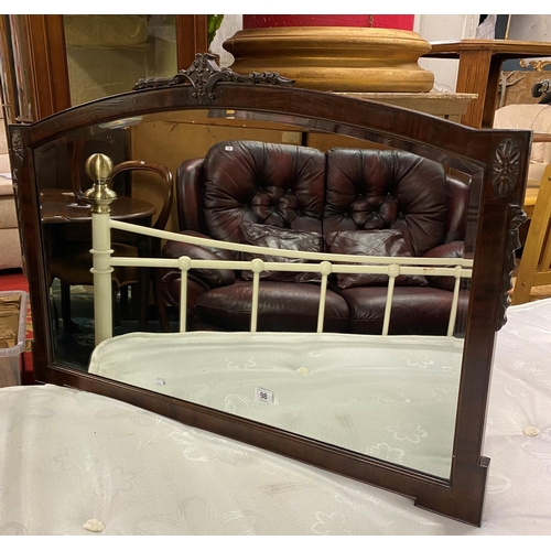 98 - Mahogany framed bevelled glass over mantle mirror