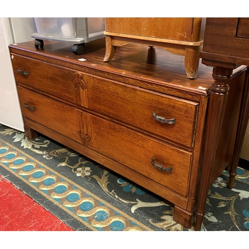 62 - Oak long two drawer chest