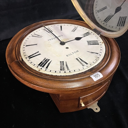 105 - Late 19th century railway clock - Preston’s Bolton (with key and pendulum)