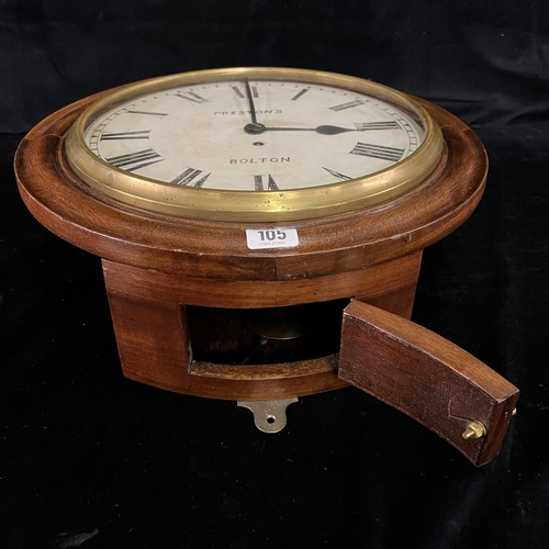 105 - Late 19th century railway clock - Preston’s Bolton (with key and pendulum)