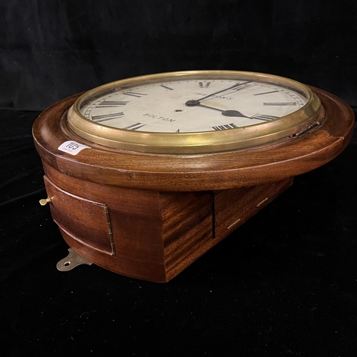 105 - Late 19th century railway clock - Preston’s Bolton (with key and pendulum)