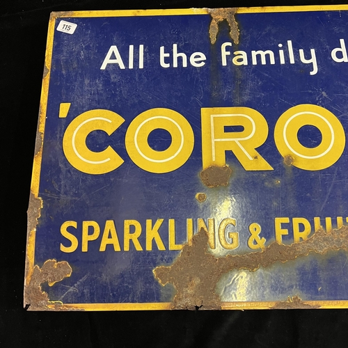 115 - Antique enamel sign ‘Corona’ sparkling fruit drink. Early 20th century.