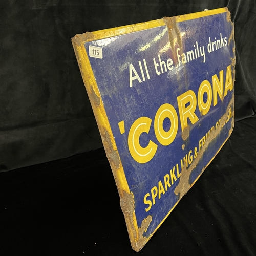 115 - Antique enamel sign ‘Corona’ sparkling fruit drink. Early 20th century.