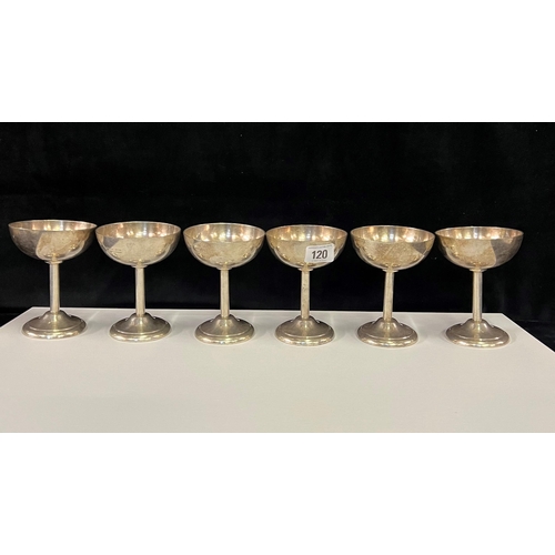 120 - Set of 6 WMF goblets from officers mess, Butzweilerhof, Koln Germany. Fully stamped to base with the... 