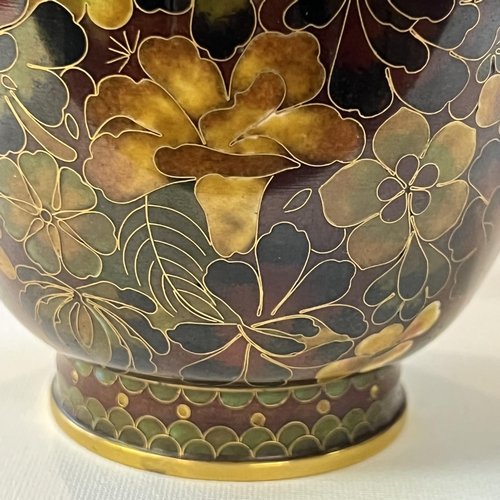 125 - Pair of Japanese Cloisonné vases in autumnal tones-Excellent condition