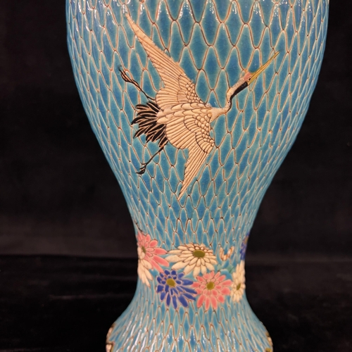 135 - Rare 19th-Century blue satsuma vase of inverted baluster form signed on the base.