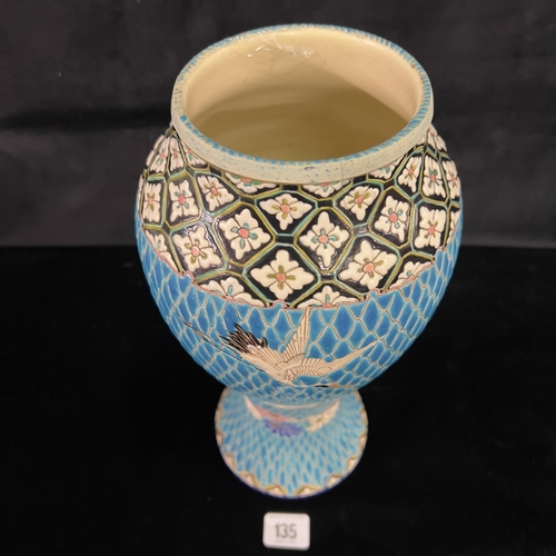 135 - Rare 19th-Century blue satsuma vase of inverted baluster form signed on the base.