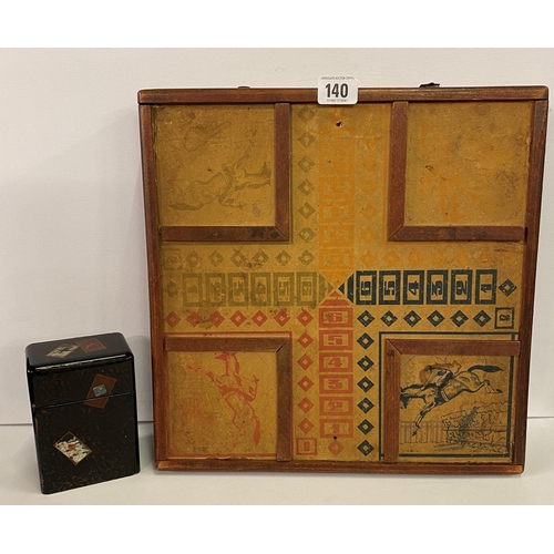 140 - Early 20th Century Japanese Lacquer card case and an early 20th Century French Wooden game board