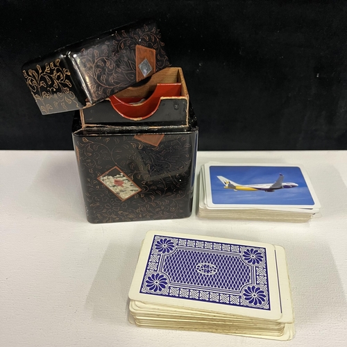 140 - Early 20th Century Japanese Lacquer card case and an early 20th Century French Wooden game board