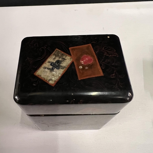 140 - Early 20th Century Japanese Lacquer card case and an early 20th Century French Wooden game board