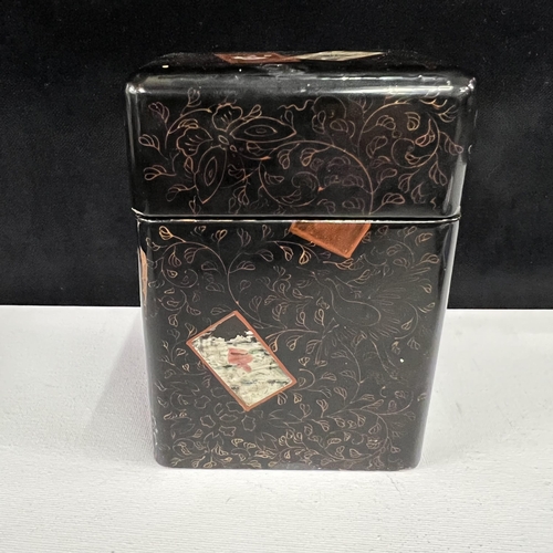 140 - Early 20th Century Japanese Lacquer card case and an early 20th Century French Wooden game board