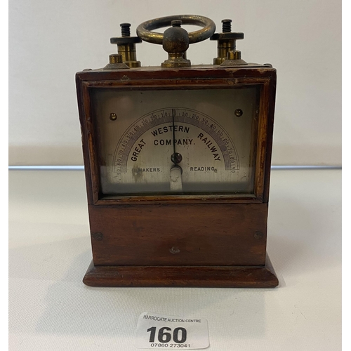 160 - Great Western Railway Victorian Volt Gauge in Mahogany Case